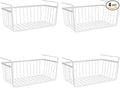 Modern Home Under Shelf Wire Storage Baskets – Hanging Organizer Rack for Cabinet, Pantry, or Closet – White Metal Basket for Kitchen, Towels, or Office – No Tools Required (Set of 4 15")