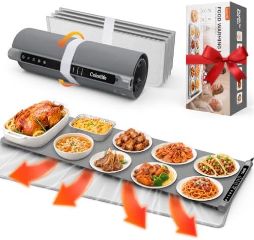 Warming Mat for Food,Electric Warming Tray with Heat-Resistant Pad-XXL Grey by WELCOME