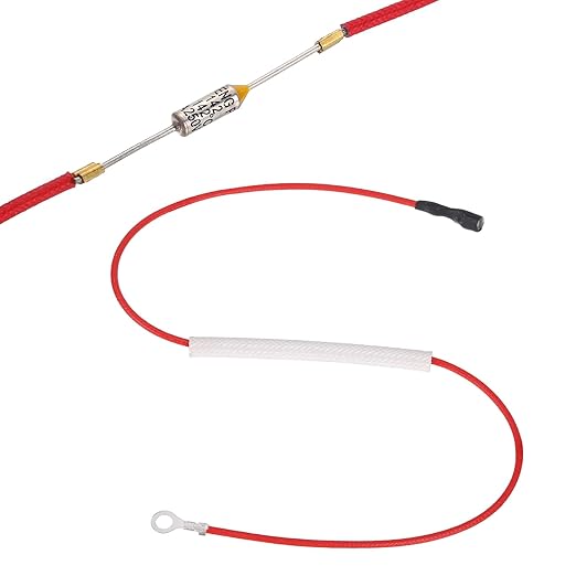 MECCANIXITY Universal Rice Cooker Temperature Fuse, 142°C 10A 250V Metal Thermal Fuse with Terminal and Ring Terminal Fiberglass Sleeving for Electric Pressure Cooker Repair Part