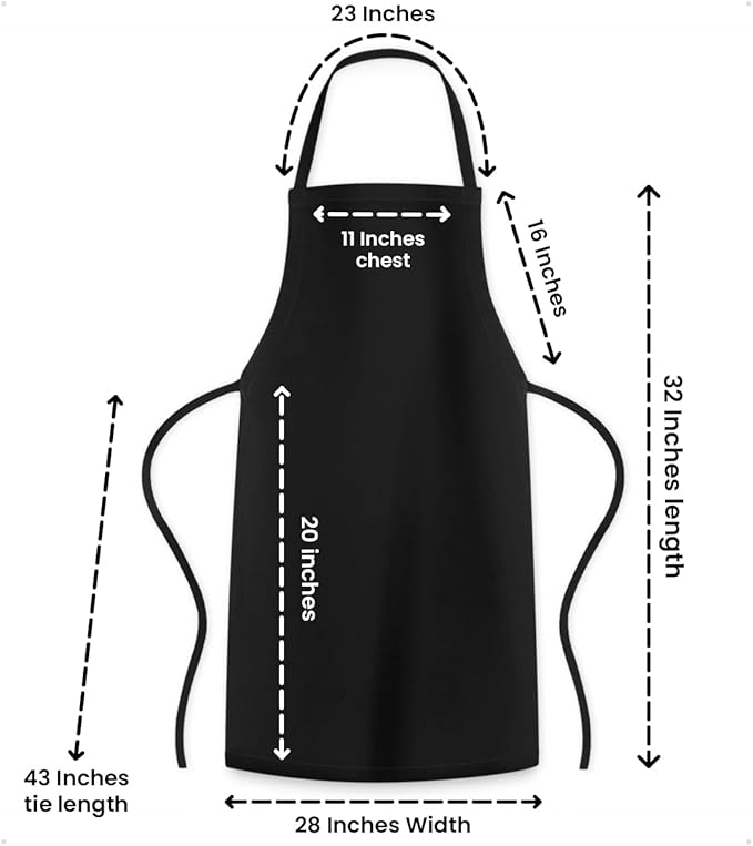 Aprons for Men - 100% Polyester Chef Apron Women with Extra Long Ties - Cooking Aprons for Women & Mens Apron