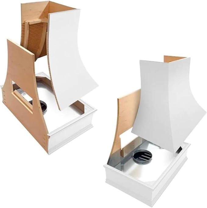Curved Range Hood (37.5" W x 48" H) – Handcrafted in the USA – Premium Cabinet-Grade Plywood & White Maple Veneer – Seamless Fit with TradeWinds Ventilation Units – High-End Kitchen Focal Point