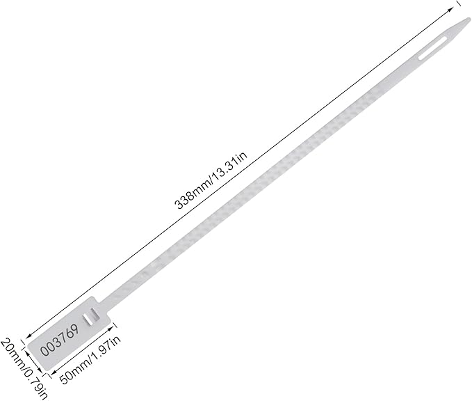 Heavy Duty Plastic Security Seal - Self Locking Tamper Evident Shipping Tags, Numbered Pull Tight Securing Straps for Truck Trailer, Length 337 mm 13.2" (White 1000 PCS)