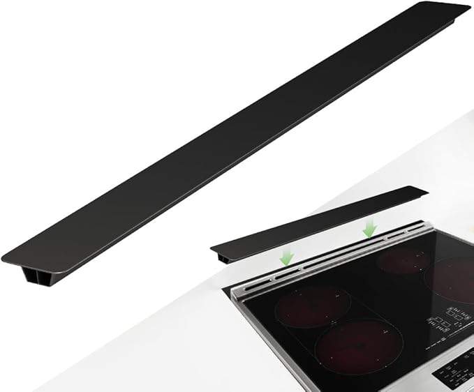 31.5" Slide-in Range Rear Filler Kit, Stove Gap Universal Trapezoidal filling strips, Cooktop Trim Kit Between Stove and Backsplash W10113901A for Whlrlpool & Most Brand (Black-31.5in)