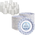 JOLLY CHEF Disposable Coffee Cups and Plates, Printed Paper Plates 8in 280 Count, Versatile Hot/Cold Beverage 10 oz Paper Cups 300 Pack for Water by JOLLYCHEF