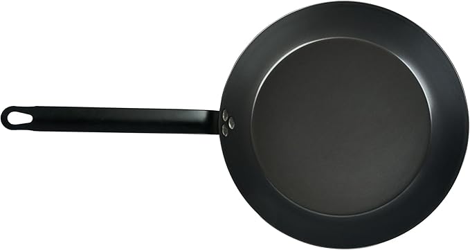 Met Lux 12 Inch Fry Pan, 1 Lightweight Frying Pan - Induction-Ready, Triple-Riveted, Black Carbon Steel Cooking Skillet, Durable, For Searing, Sauteing, And Browning Food - Restaurantware