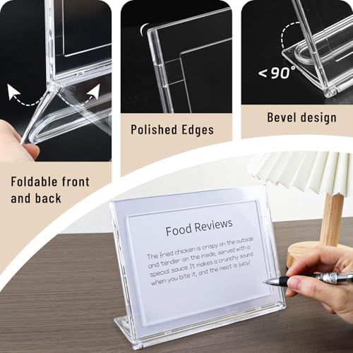 10 Pack 5x7 Inch Sign Holder Horizontal, Double-Sided Usage with Swivel Base for Table Display, for Office, Store, Restaurant, Retail Counters, for Name Sign, Message Board, Note - Image 3