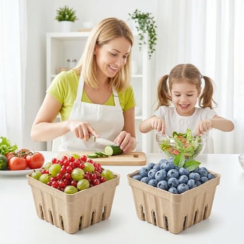 30 Pack Natural Pulp Fiber Berry Basket,Small Molded Produce Vented Basket - Image 5