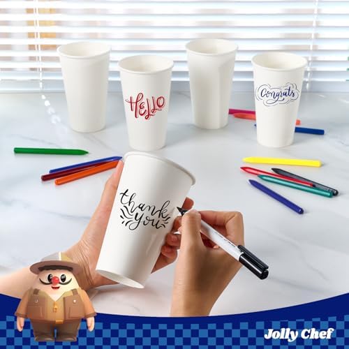JOLLY CHEF 16 oz Paper Coffee Cups, White Drinking Paper Cups 180 Count - Image 6