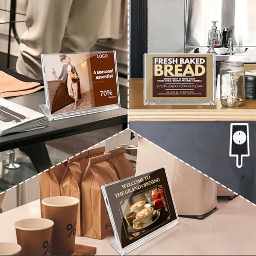 10 Pack 5x7 Inch Sign Holder Horizontal, Double-Sided Usage with Swivel Base for Table Display, for Office, Store, Restaurant, Retail Counters, for Name Sign, Message Board, Note - Image 6