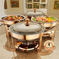 Chafing Dishes for Buffet, 4 Pack 5QT Round Stainless Steel Chafing Dish Set for Home Parties, Christmas Gatherings, Catering Events Complete Buffet Warmer Set (Rose Gold 4) by KScocina