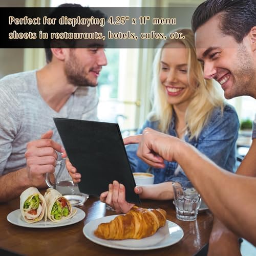 Restaurant Menu Covers Holders 4.25" x 11" | Pack of 5 Synthetic Leather Triple Fold Panels 4 View Angled Corners Black for Wine List, Drinks (5, Triple Fold Panels 4 View (4.25 x 11 inch)) - Image 6