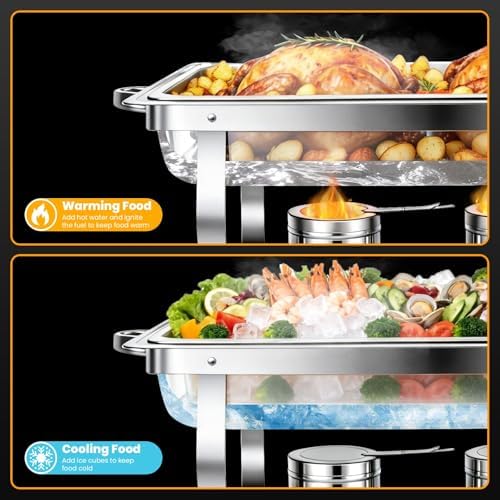 ALSO GO 4 Pack 11QT Rectangular Chafing Dishes for Buffet with Lids - Image 2
