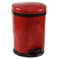 1.8 Gallon Plastic Round Step Trash Wastebasket with Lid, Small Bathroom Step Pedal Trash Can with Inner Bucket, Red