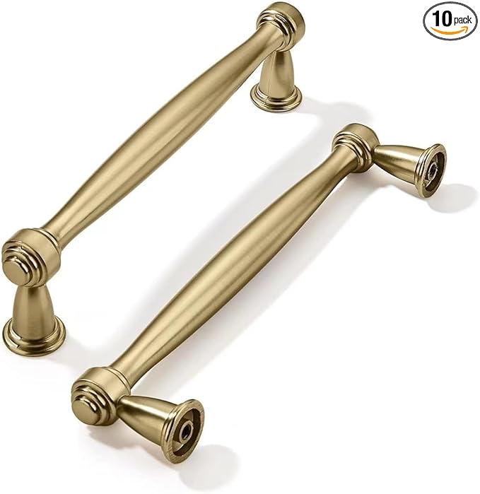 khtumeware 10 Pack 3-1/2 Inch(89mm) Champagne Bronze Cabinet Pulls Champagne Brass Kitchen Cabinet Handles Kitchen Cabinet Hardware for Cupboard Drawer Handles Dresser Pulls