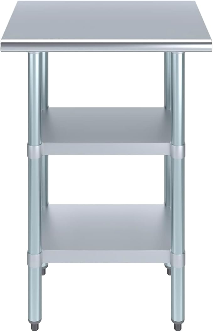 AmGood Stainless Steel Work Table with 2 Shelves | NSF | Metal Utility Table (24" Long x 18" Deep)