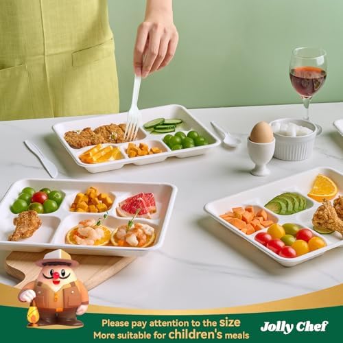 Compostable 5 Compartment 10*8.25*1 Inch 500 Pack Heavy Duty Paper Plates - Image 5
