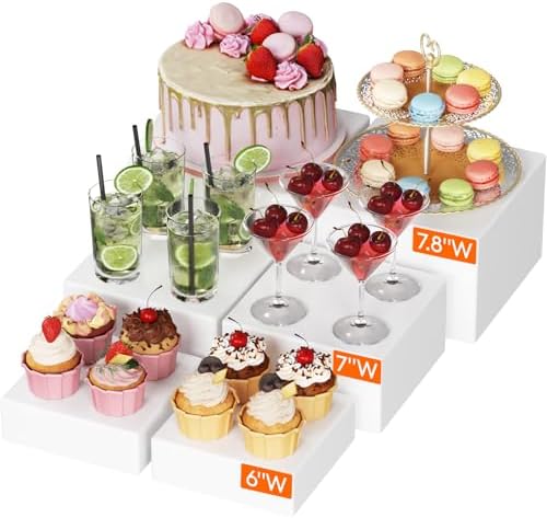 Lifewit Buffet Risers, 6 Pcs Plastic Dessert Table Display Set, White by Lifewit