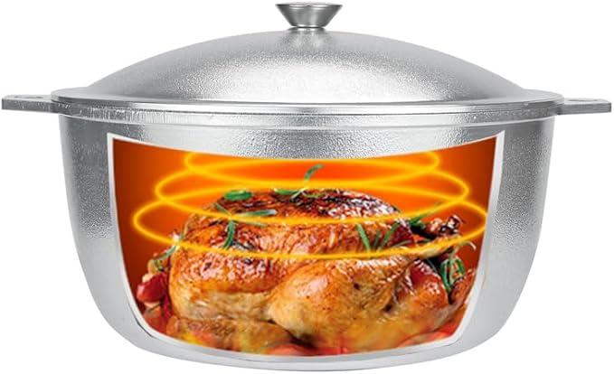 Cast Aluminum Dutch Oven Pot - Caldero/Kazan for Pilaf, Stews | Coating-Free, Even Heat & Fast Cooking Dutch Oven with Lid (13L)