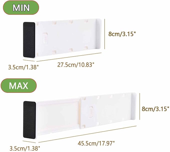 8 Pack Drawer Dividers for Clothes, 3.15" High 10.83"-17.97" Adjustable Expandable Dresser Drawer Organizer, Clear Plastic Separators for Dresser, Baby Clothing, Underwear, Cosmetic