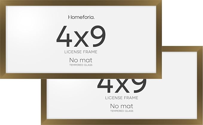 Homeforia 4x9 Business License Frame Bronze, High End Metal 4 x 9 Certificate Frame with Real Glass, 9x4 Document Frames for Wall or Tabletop, 4 by 9 Picture Frames, Tempered Glass, Wall Kit, Set of 2