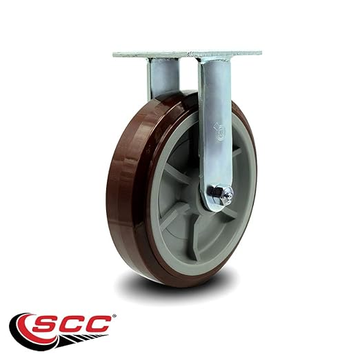Service Caster Brand Replacement Caster for Uline Caster H-4943R - Rigid Top Plate Caster with 8 Inch Polyurethane Wheel - Heavy Duty Replacement Caster - Fits Platform, U-Boat and Panel Trucks H-4148
