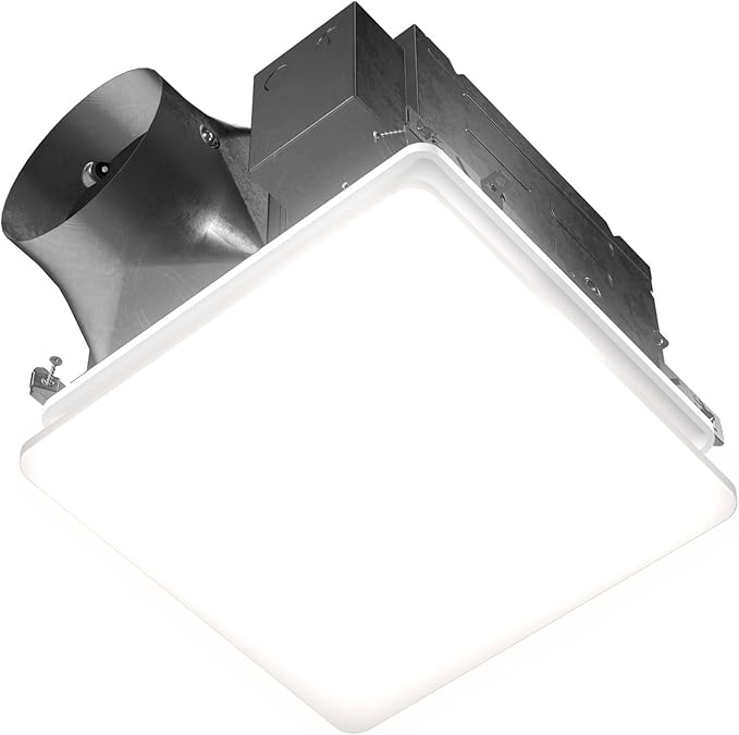 EVOLVE Premium Bathroom Exhaust Fan w/Light and Continuous Run, 50-80-110 Selectable CFM