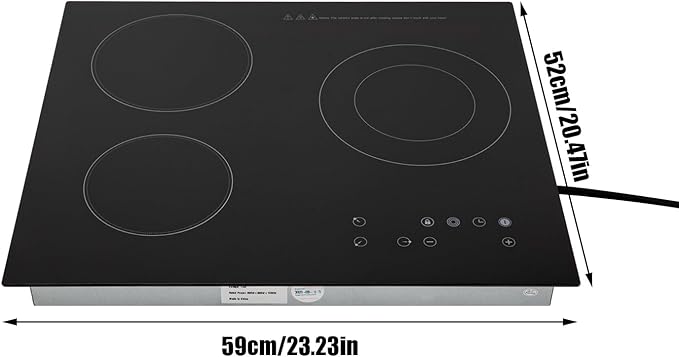3 Burner Electric Ceramic Cooktop, 2600W Built-in Stove Top 110V Countertop Electric Induction with Timer, Child Safety Lock, Sensor Touch Control for Iron Pots, Stainless Steel Pots