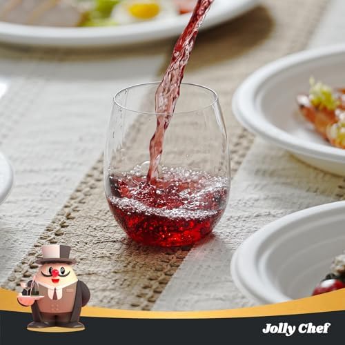 JOLLY CHEF 24 Pack 12oz Plastic Wine Glasses Stemless, Disposable Wine Cups - Image 5