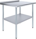 AmGood Stainless Steel Work Table with 1.5" Backsplash | Metal Kitchen Food Prep Table | NSF (36" Long x 30" Deep)