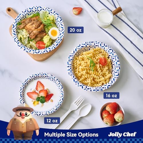 JOLLY CHEF 12 oz Paper Bowls 200 Count, Small Heavy Duty Soak-Proof - Image 5