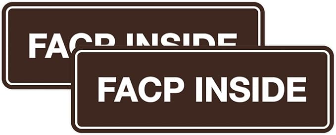 Signs ByLITA Standard FACP Inside Sign | Fire Safety Signage (Dark Brown) - Large 2 Pack