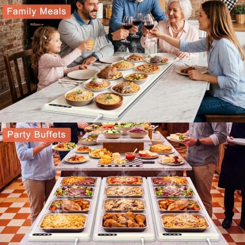 FYY Extra Long Warming Mat for Food with Heat Resistant Pad, Prevent Countertop Cracks, Rapid and Full Surface Heating, 7 Temp Settings, 6H Timer, Rollable Portable Food Warmer, Beige (45x15 inch) - Image 6
