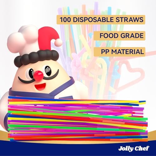 JOLLY CHEF 7  3 oz Clear Plastic Cups & 100PCS Plastic Disposable Straws - Image 5