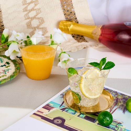 JOLLY CHEF 50 Pack 9 oz Gold Glitter Plastic Cups, Disposable Party Cups - Image 3