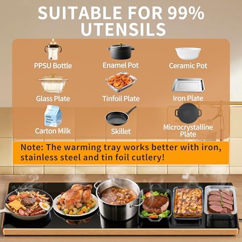 Electric Warming Tray,Extralong 59"x12",Tempered Glass Warming Mat for Food - Image 3
