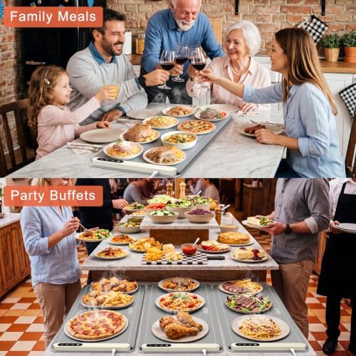FYY Extra Large Warming Mat for Food with Heat Resistant Pad, Prevent Countertop Cracks, Keep Meal Warm, Rapid and Full Surface Heating, 6 Temp Settings, 6H Timer, Rollable Portable Food Warmer, Grey - Image 6