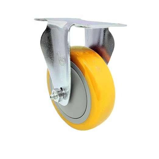 Service Caster Brand Replacement Caster for Uline Caster H-7448R - Stainless Steel Rigid Top Plate Caster with 4 Inch Yellow Polyurethane Wheel - Fits Carts and Platform Trucks H-3352