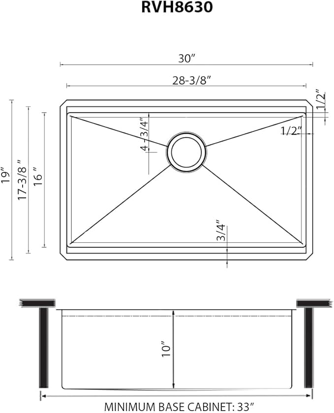 Ruvati Hex Bottom 30-inch Workstation Scratch Resistant Embossed Texture Kitchen Sink Stainless Steel - RVH8630