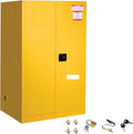 60 Gal Flammable Safety Cabinet, 65" x 34" x 34" Galvanized Steel Industrial Flammable Liquid Storage Cabinet with Adjustable Shelves, Fireproof Double-Wall Design, Manual Close Doors