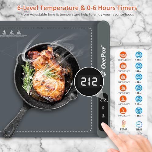 Warming Mat for Food,24"x15" Large Food Warmer Mats for Countertop (Gray) - Image 3