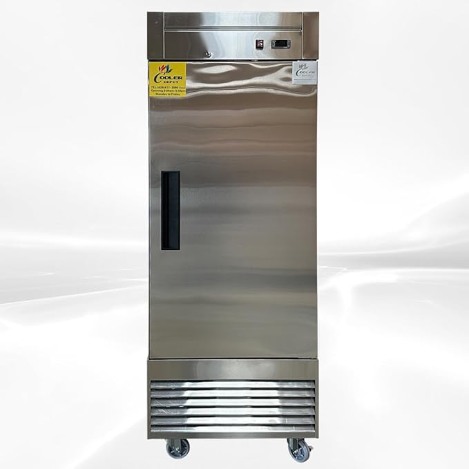 Commercial Refrigerator 1-Door Solid Upright Reach in Stainless Steel NSF 27" Width, Capacity 17.2 Cuft, Bottom Mounted Restaurant Quality Kitchen Cooler Fridge AKR-06881, NSF Certified