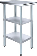 AmGood Stainless Steel Work Table with 2 Shelves | NSF | Metal Utility Table (15" Long x 24" Deep)