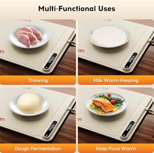 Warming Mat for Food, Voriah Electric Warming Tray with 3 Temp Settings & Auto Shut-Off, Food Warmer with Thick Silicone Surface to Keep Food Warm at Buffet, Parties, and Family Use（Apricot） - Image 6