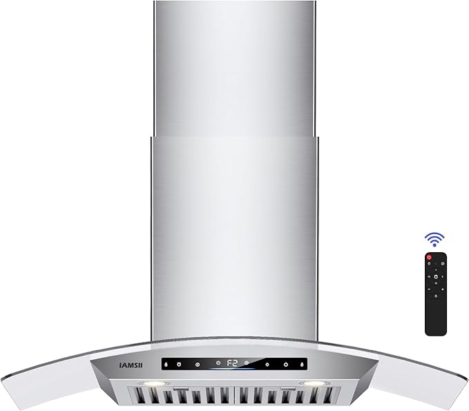 30 inch Wall Mount Range Hood 900 CFM Ducted/Ductless Convertible, Kitchen Chimney Vent Stainless Steel with Gesture Sensing & Touch Control Switch Panel, 2 Pcs Adjustable Lights