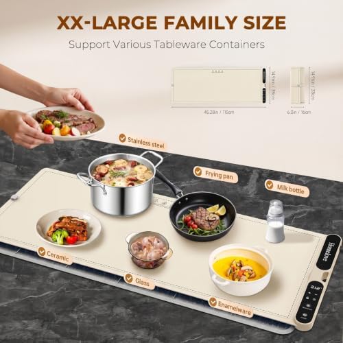 Homelove Warming Mat for Food - 7 Temps, 8H Timer, for Buffets Party Beige - Image 4