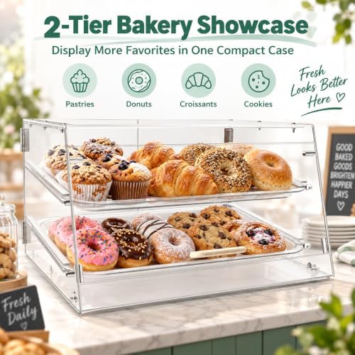 YBSVO 2-Tier Bakery Display Case with Front & Rear Doors - Image 4