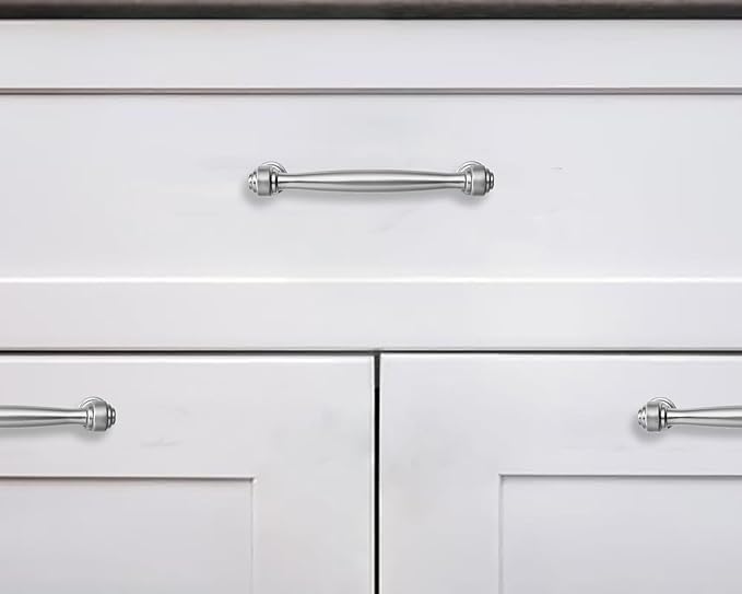 khtumeware 10 Pack 3 Inch(76mm) Brushed Satin Nickel Cabinet Pulls Kitchen Cabinet Handles Cabinet Hardware for Cupboard Drawer Handles Dresser Pulls