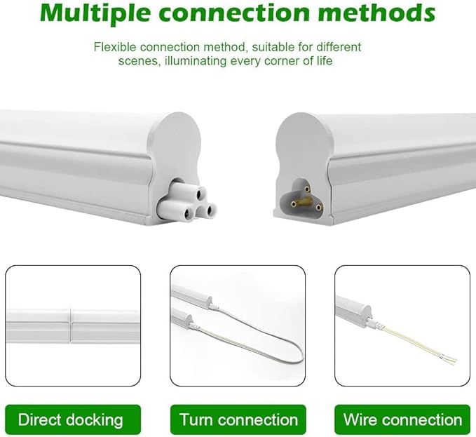 LightingWill T5 Integrated Fixture 4FT, Daylight White 6000-6500K, 20W, Linkable LED Shop Light, LED Ceiling and Under Cabinet Light,Corded Electric with Built-in ON/Off Switch, 4 Pack