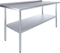 AmGood Stainless Steel Work Table with 1.5" Backsplash | Metal Kitchen Food Prep Table | NSF (72" Long x 30" Deep)