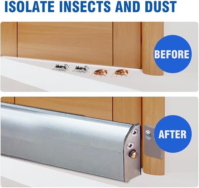 Automatic Door Sweeping Bottom Aluminum Alloy 36-inch Surface Mount Type - Suitable for Door Bottom Sealing Sound Insulation Windproof Dustproof Light Blocking and Small Animal Prevention